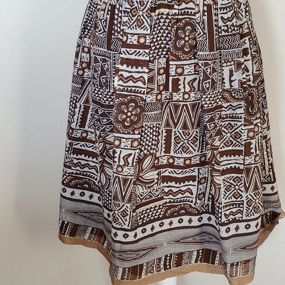 Dressbarn Brown, White, and Gold Dress Sz. 10 - Picture 3 of 7